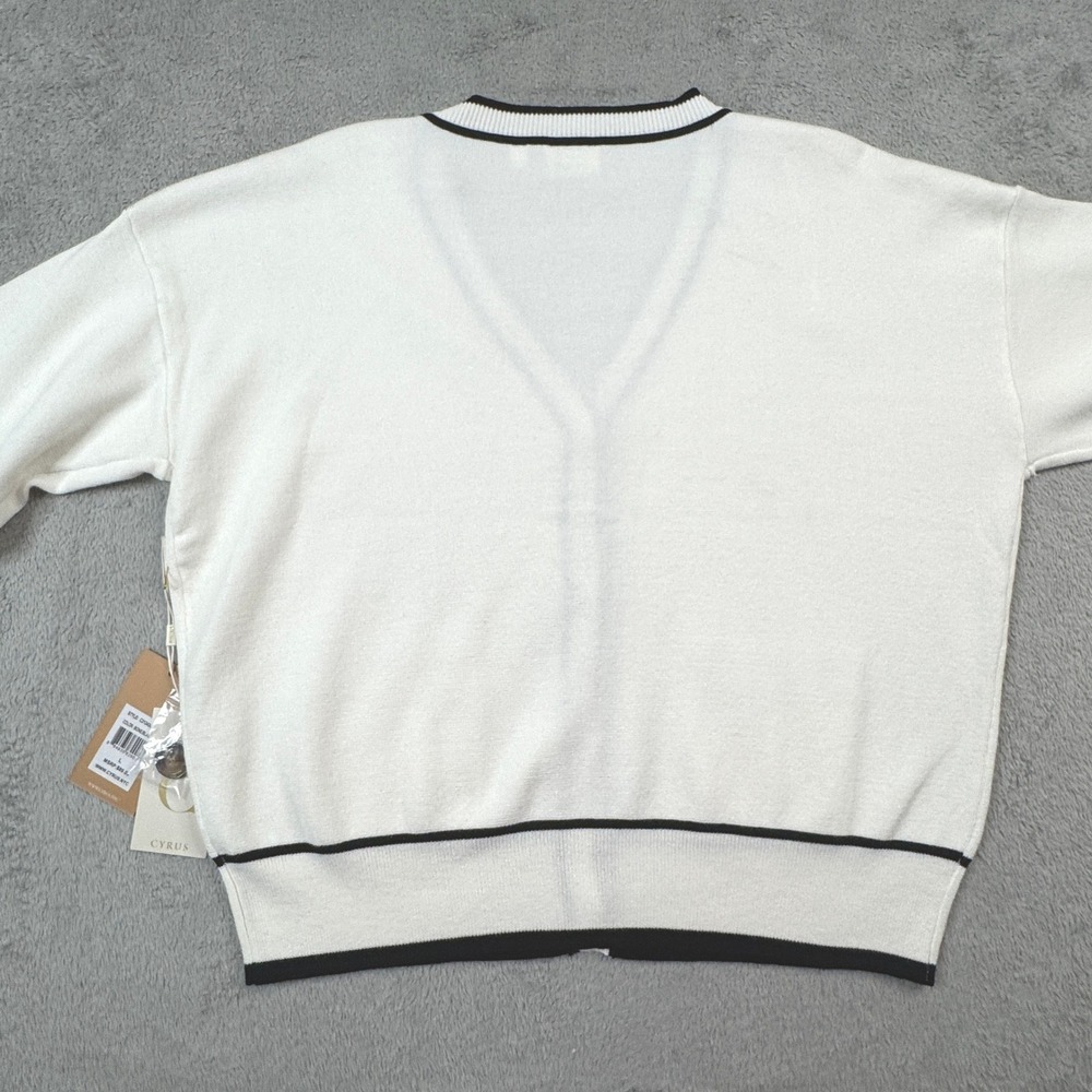 NWT Cyrus Cardigan Sweater Women Large Bone White Black V-Neck Button Front - Picture 12 of 12